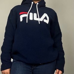 Fila Sherpa Blue Pullover Hoodie